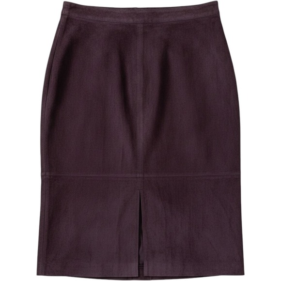 JustFab Dresses & Skirts - JUSTFAB Womens Size Large Black Faux Suede Skirt Midi Knee Length Front Slit Y2K
